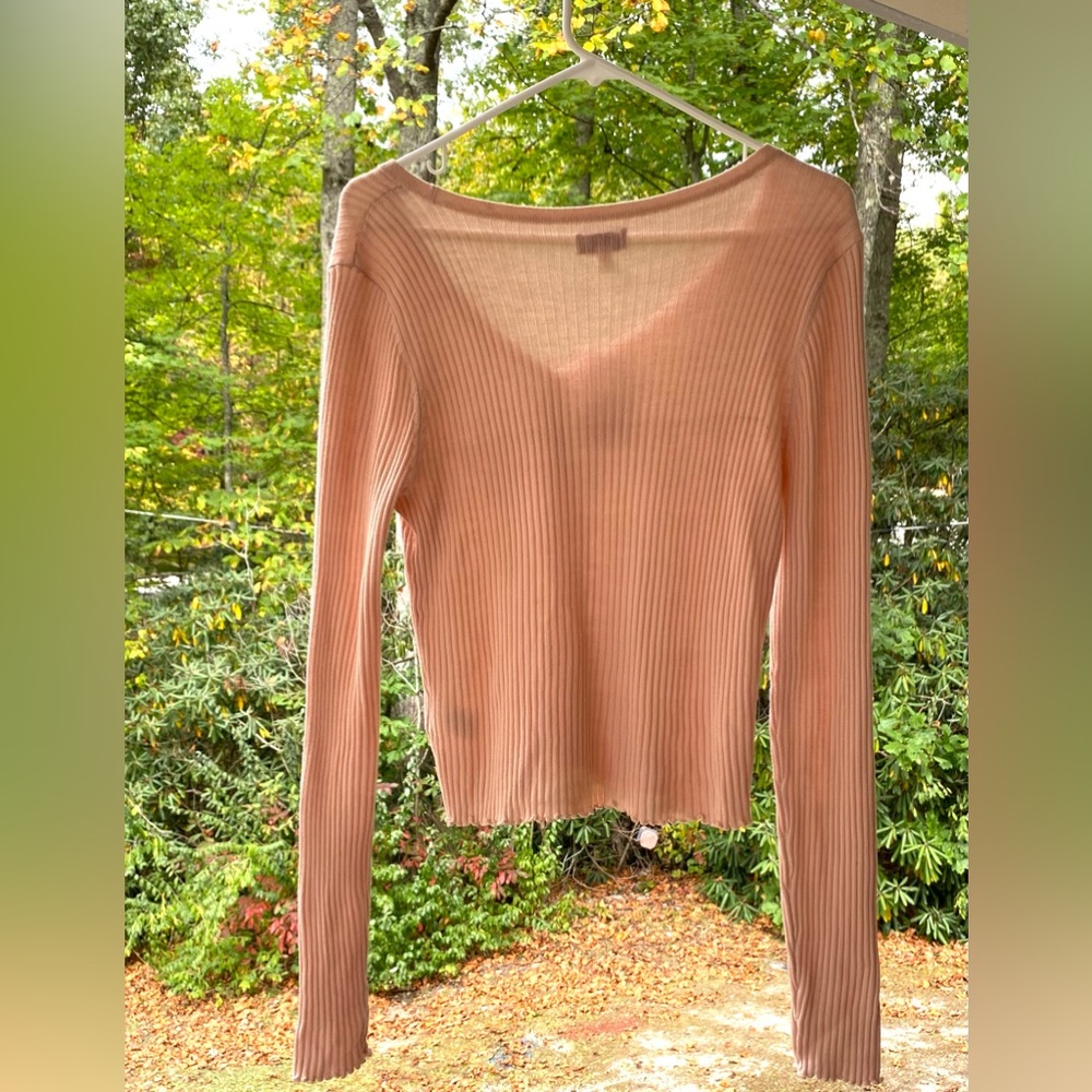 SO Women’s Cropped Cardigan Acrylic Ribbed Sweater Long Sleeve Size Large - Picture 6 of 15
